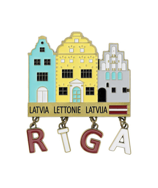 Ledusskapja magnēts Rīga Trīs brāļi ar karājamiem burtiem